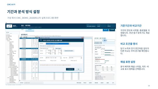 기간 및 분석 방식 설정
